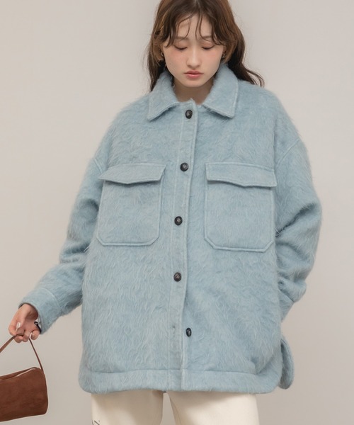HEILIS（ヘイリス）の「【大人気！HIT ITEM！】【Hideka Original】シャギーCPOシャツジャケット / アウター ブルゾン シャギー カバーオール ミリタリー グレー ブルー サックス ブラック オーバーサイズ 韓国 シティガール ノームコア カジュアル シンプル 羽織り 秋服 春服 冬服 アウター 軽量（その他アウター・レディース・ブルー/グレー/ブラック・FREE）」の16枚目の写真