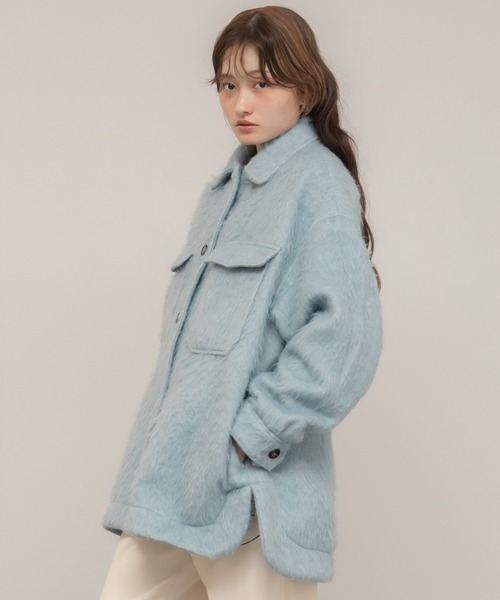 HEILIS（ヘイリス）の「【大人気！HIT ITEM！】【Hideka Original】シャギーCPOシャツジャケット / アウター ブルゾン シャギー カバーオール ミリタリー グレー ブルー サックス ブラック オーバーサイズ 韓国 シティガール ノームコア カジュアル シンプル 羽織り 秋服 春服 冬服 アウター 軽量（その他アウター・レディース・ブルー/グレー/ブラック・FREE）」の17枚目の写真