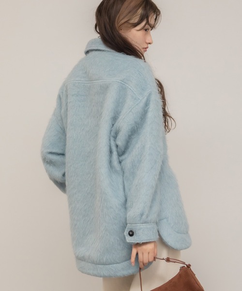 HEILIS（ヘイリス）の「【大人気！HIT ITEM！】【Hideka Original】シャギーCPOシャツジャケット / アウター ブルゾン シャギー カバーオール ミリタリー グレー ブルー サックス ブラック オーバーサイズ 韓国 シティガール ノームコア カジュアル シンプル 羽織り 秋服 春服 冬服 アウター 軽量（その他アウター・レディース・ブルー/グレー/ブラック・FREE）」の19枚目の写真