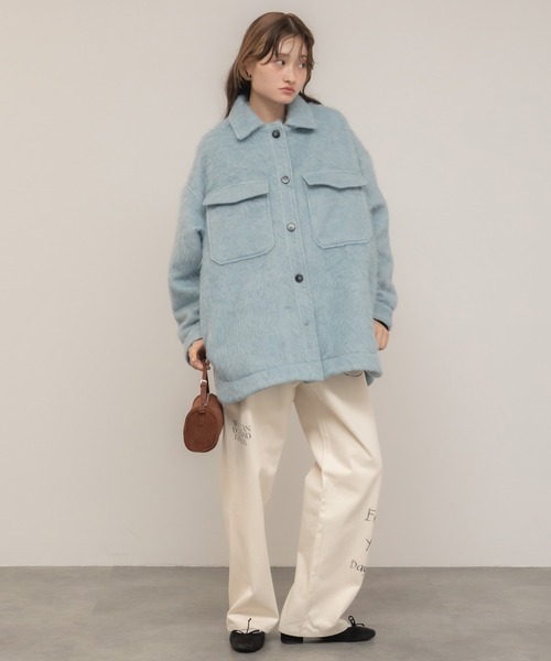 HEILIS（ヘイリス）の「【大人気！HIT ITEM！】【Hideka Original】シャギーCPOシャツジャケット / アウター ブルゾン シャギー カバーオール ミリタリー グレー ブルー サックス ブラック オーバーサイズ 韓国 シティガール ノームコア カジュアル シンプル 羽織り 秋服 春服 冬服 アウター 軽量（その他アウター・レディース・ブルー/グレー/ブラック・FREE）」の22枚目の写真
