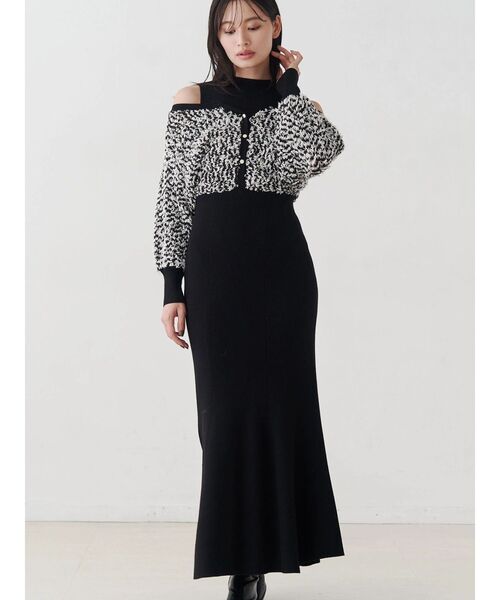 MERCURYDUO（マーキュリーデュオ）の「ツイードニットカーデドッキング