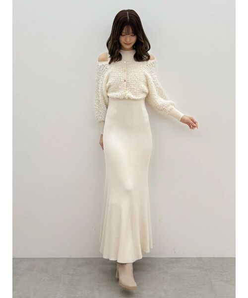 ツイードニットカーデドッキングマーメイドニットワンピース