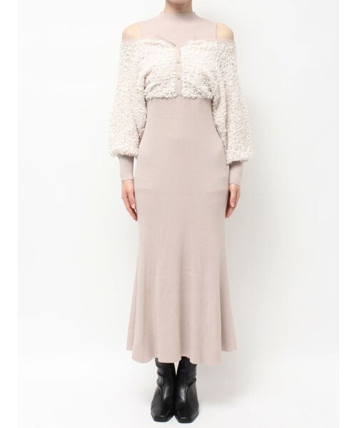 セール】ツイードニットカーデドッキングマーメイドニットワンピース