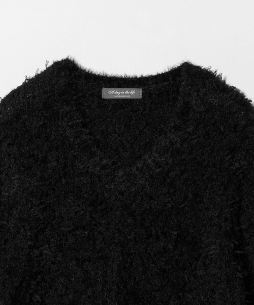 A DAY IN THE LIFE UNITED ARROWS(アデイインザライフユナイテッドアローズ)の「フェザー×チュール Vネックニット <A DAY IN THE LIFE>(ニット/セーター・レディース・オフホワイト/ブラック・FREE)」の10枚目の写真