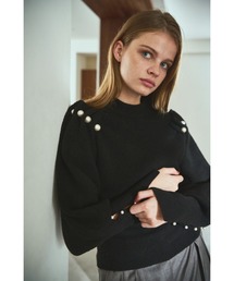 Pearl Crew neck Slash-sleeve sweater パールスラッシュマトンスリーブニット