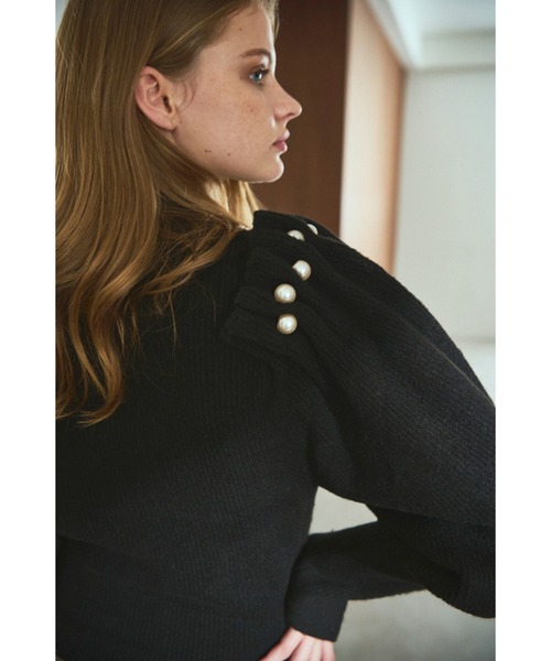 セール】Pearl Crew neck Slash-sleeve sweater パールスラッシュ