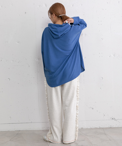 POU DOU DOU（プードゥドゥ）の「ヘンリーネックフーディトップス（Tシャツ/カットソー・レディース・ブルー/グレー/キナリ・M）」の20枚目の写真