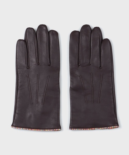 シグネチャーストライプ パイピング レザーグローブ【553759 TSG