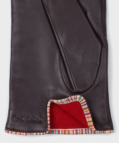 Paul Smith（ポールスミス）の「シグネチャーストライプ パイピング レザーグローブ【553759 TSG】（手袋・メンズ・ブラック/ダークブラウン・FREE）」の5枚目の写真