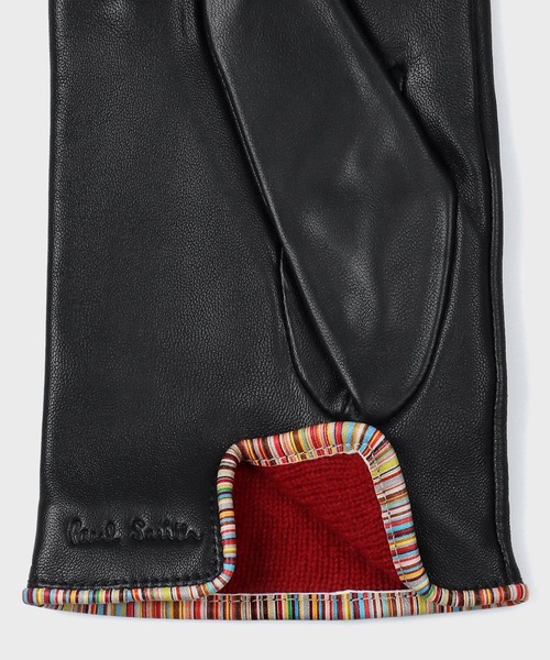 Paul Smith（ポールスミス）の「シグネチャーストライプ パイピング レザーグローブ【553759 TSG】（手袋・メンズ・ブラック/ダークブラウン・FREE）」の3枚目の写真