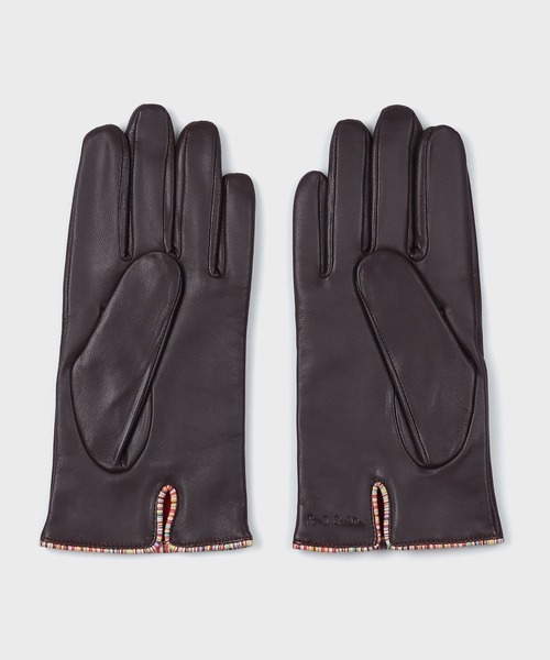 シグネチャーストライプ パイピング レザーグローブ【553759 TSG