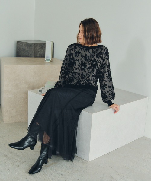 YECCA VECCA（イェッカヴェッカ）の「レイヤードチュールマーメイドスカート（スカート・レディース・チャコールグレー/ブルー/ベージュ・FREE）」の2枚目の写真