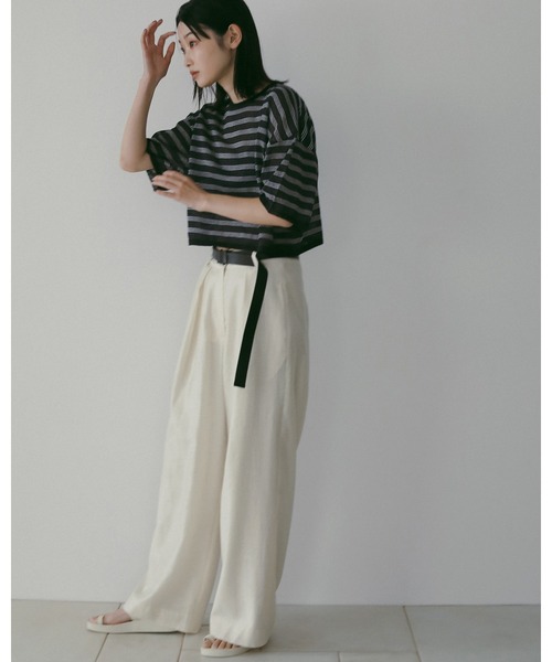 anuke（アンヌーク）の「Sheer Tuck Pants（その他パンツ・レディース・ブラック/アイボリー・36inch/38inch）」の3枚目の写真
