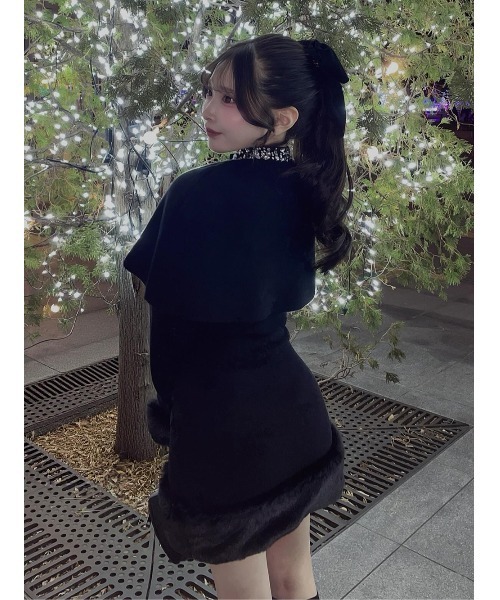 ビジューケープニットミニワンピース（ワンピース）｜Darich