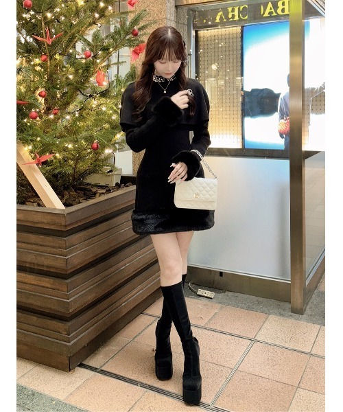 新品タグ付♡ ダーリッチ ビジューケープニットミニワンピース ダーリッチ Darich ビジューケープニットミニワンピース （アイボリー