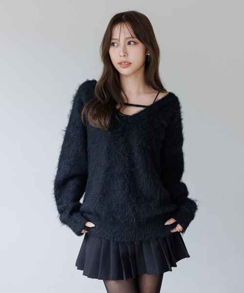 2way v neck knit tops（2ウェイVネックニットトップス）（ニット