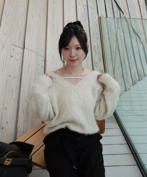 2way v neck knit tops（2ウェイVネックニットトップス）（ニット