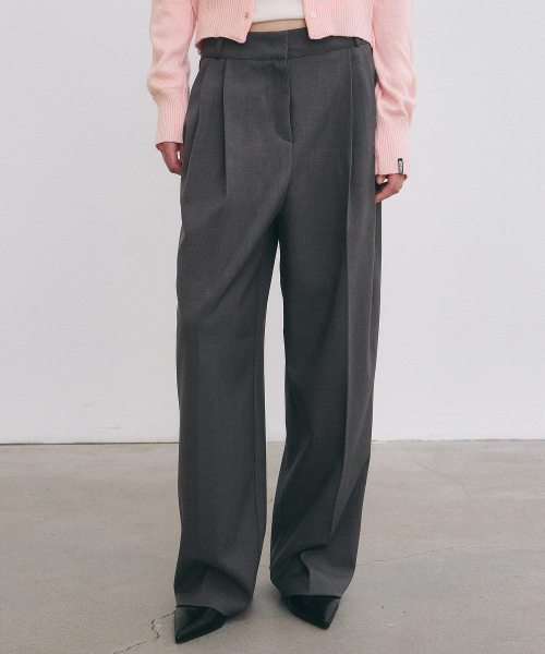 NICK&NICOLE(ニックアンドニコール)の「MINIMAL CLASSIC LOOSE FIT SLACKS_GRAY(スラックス・レディース・その他・LARGE/MEDIUM/SMALL)」の2枚目の写真