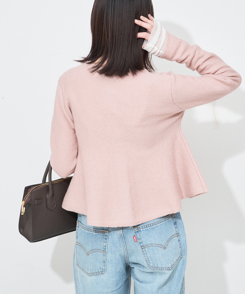 SLOBE IENA(スローブイエナ)の「ペプラムニットカーディガン(カーディガン/ボレロ・レディース・アイボリー/ピンク・FREE)」の14枚目の写真