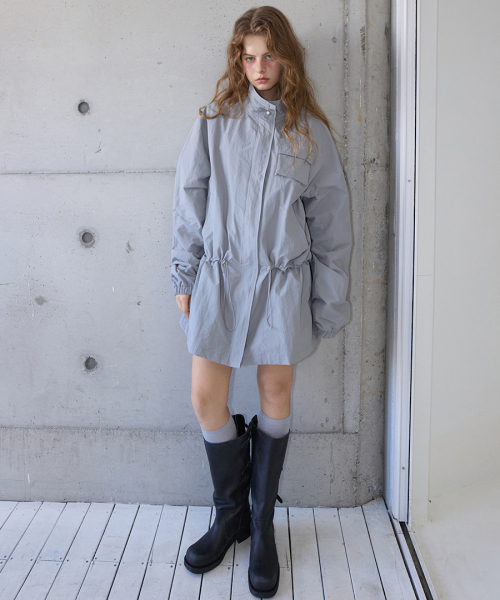 Loose Fit Highneck Wind Jacket Gray