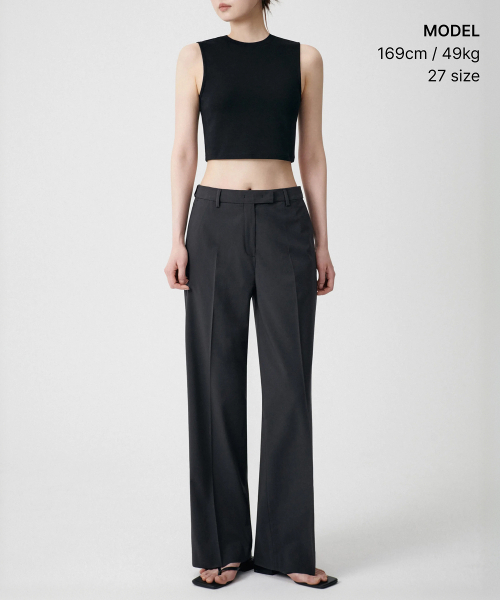 MUSINSA STANDARD WOMAN（ムシンサスタンダードウーマン）の「[クールタンダード] ウィメンズ ワイド ヒドゥンバンディング スラックス [グレー]（スラックス・レディース・その他・24/31/32/34/25/26/27/28/29/30）」の8枚目の写真