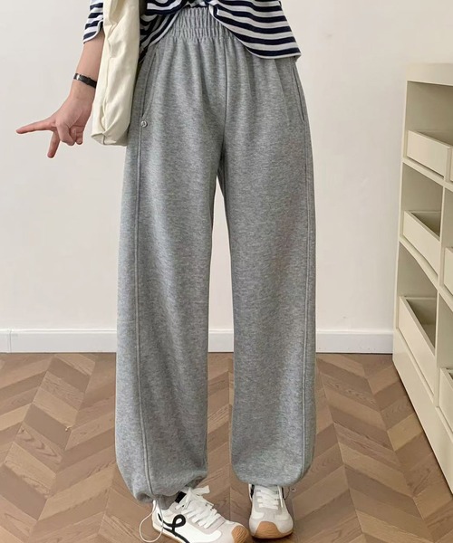 LOWO(ロワ)の「スウェット ワイドパンツ 冬 レディース 秋冬 リラックス 2WAY(スウェットパンツ・レディース・ブラック/オフホワイト/グレー・M/L)」の4枚目の写真
