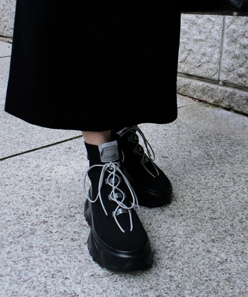 Scrap Book（スクラップブック）の「【MAISON MAVERICK PRESENTS】別注　Mesh-knit High-Top Chunky Boots（ブーツ・レディース・ブラック/グレー系その他・24/24.5）」の6枚目の写真