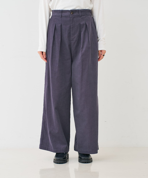 collex（コレックス）の「コーデュロイWタックワイドパンツ（その他パンツ・レディース・アイボリー/チャコールグレー・フリー）」の15枚目の写真