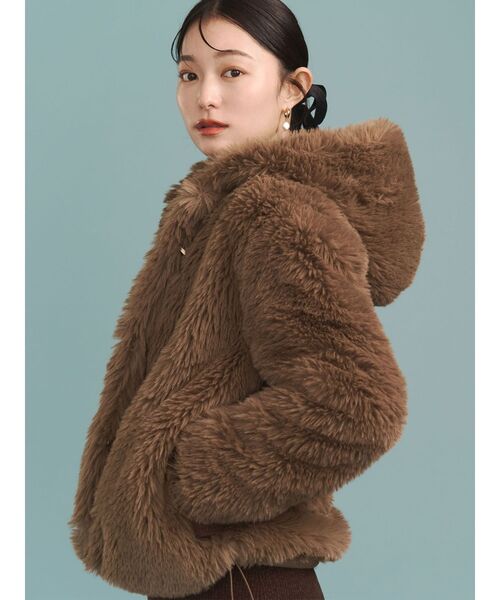 LAGUNAMOON(ラグナムーン)の「フェイクファーフーディコート(その他アウター・レディース・ライトグレー/モカ・FREE)」の18枚目の写真