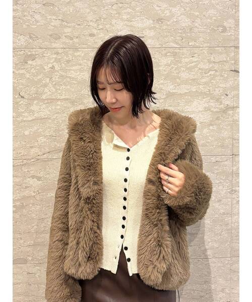 LAGUNAMOON(ラグナムーン)の「フェイクファーフーディコート(その他アウター・レディース・ライトグレー/モカ・FREE)」の10枚目の写真