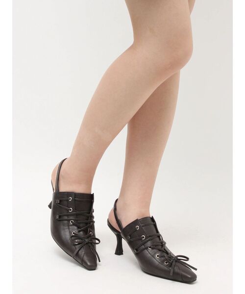 EVRIS（エヴリス）の「レースアップポインテッドヒール（サンダル・レディース・ブラック/ブラウン・SMALL/MEDIUM/LARGE）」の18枚目の写真