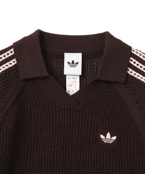adidas(アディダス)の「adidas KNITTED CROCHET POLO / アディダス ニット クロッシュ ポロ(ニット/セーター・レディース・ブラウン・L/M/S)」の2枚目の写真