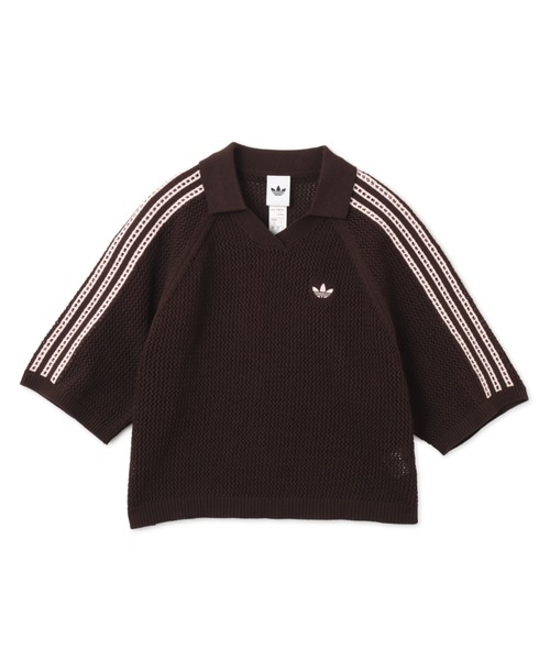 adidas(アディダス)の「adidas KNITTED CROCHET POLO / アディダス ニット クロッシュ ポロ(ニット/セーター・レディース・ブラウン・L/M/S)」の3枚目の写真