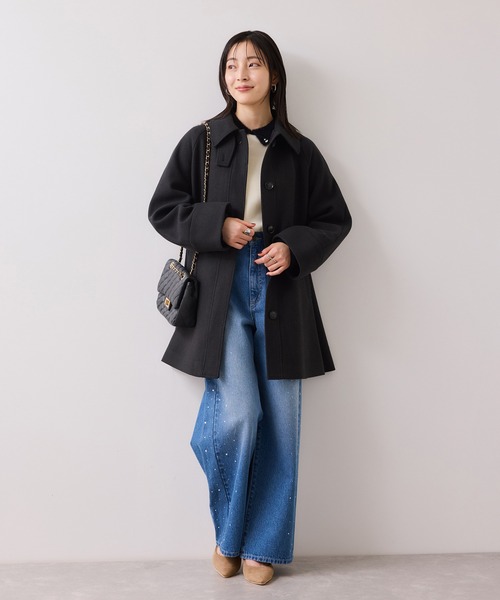 VIS（ビス）の「ビジュー付きシャギーカラーニットトップス（ニット/セーター・レディース・ブラック/ライトグレー/ホワイト・FREE）」の8枚目の写真