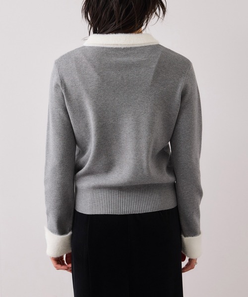 VIS（ビス）の「ビジュー付きシャギーカラーニットトップス（ニット/セーター・レディース・ブラック/ライトグレー/ホワイト・FREE）」の11枚目の写真