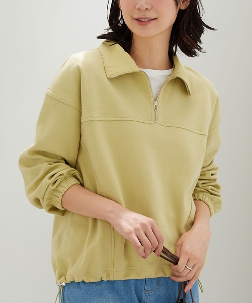 BELLUNA PLUS(ベルーナ)の「異素材使いハーフジッププルオーバー(Tシャツ/カットソー・レディース・ネイビー/イエロー系/アイボリー・X-LARGE/MEDIUM/LARGE)」の3枚目の写真