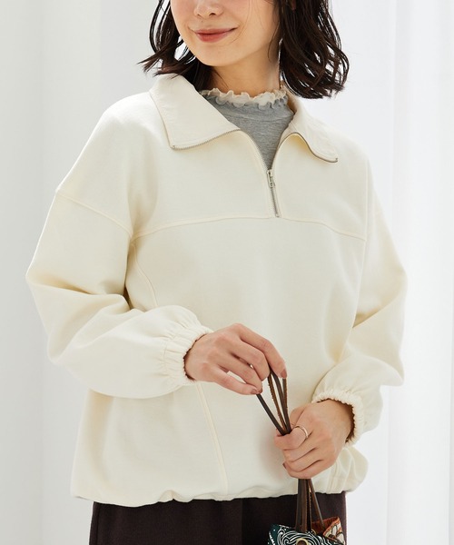 BELLUNA PLUS(ベルーナ)の「異素材使いハーフジッププルオーバー(Tシャツ/カットソー・レディース・ネイビー/イエロー系/アイボリー・X-LARGE/MEDIUM/LARGE)」の8枚目の写真