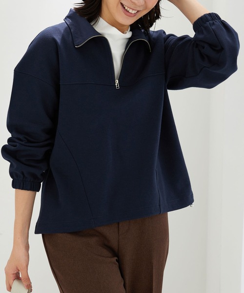 BELLUNA PLUS(ベルーナ)の「異素材使いハーフジッププルオーバー(Tシャツ/カットソー・レディース・ネイビー/イエロー系/アイボリー・X-LARGE/MEDIUM/LARGE)」の11枚目の写真