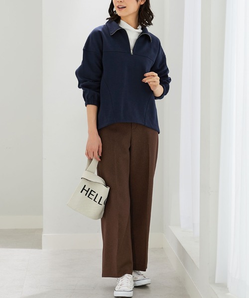 BELLUNA PLUS(ベルーナ)の「異素材使いハーフジッププルオーバー(Tシャツ/カットソー・レディース・ネイビー/イエロー系/アイボリー・X-LARGE/MEDIUM/LARGE)」の14枚目の写真