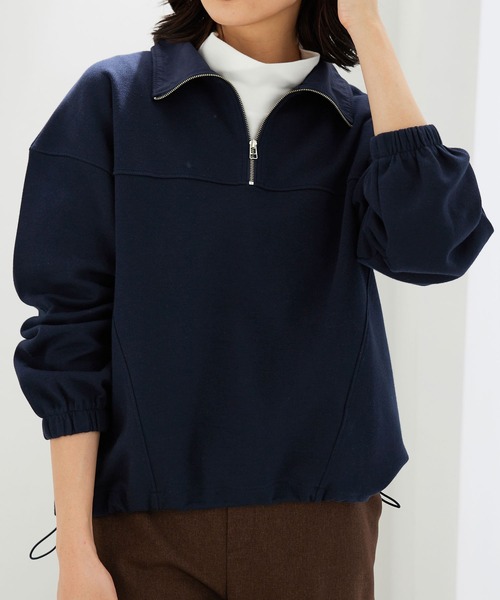 BELLUNA PLUS(ベルーナ)の「異素材使いハーフジッププルオーバー(Tシャツ/カットソー・レディース・ネイビー/イエロー系/アイボリー・X-LARGE/MEDIUM/LARGE)」の12枚目の写真
