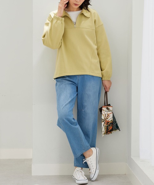 BELLUNA PLUS(ベルーナ)の「異素材使いハーフジッププルオーバー(Tシャツ/カットソー・レディース・ネイビー/イエロー系/アイボリー・X-LARGE/MEDIUM/LARGE)」の21枚目の写真