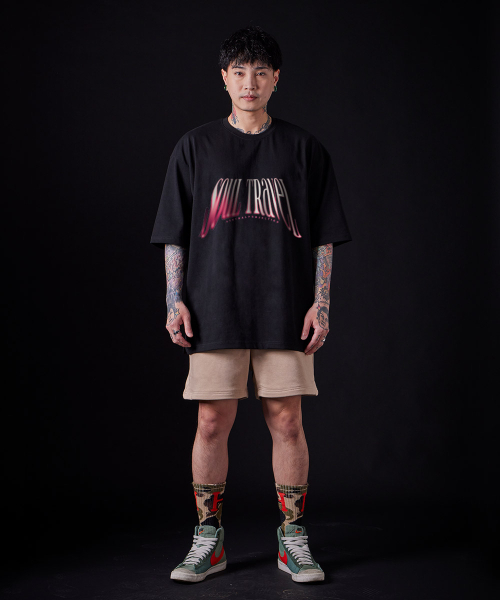 ASTRAL PROJECTION（アストラルプロジェクション）の「[オーバーサイズ]ソウルトレブル13番手綿ラウンドネック半袖Tシャツ_ブラック（Tシャツ/カットソー・メンズ・その他・LARGE/MEDIUM/X-LARGE）」の4枚目の写真