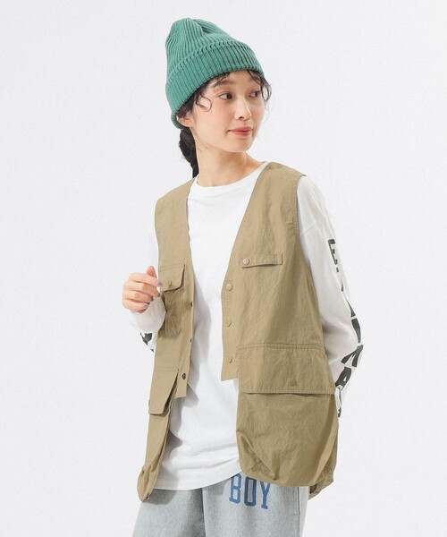 BEAMS BOY(ビームスボーイ)の「ナイロン フィッシング ベスト(ベスト・レディース・ベージュ/ネイビー・ONE SIZE)」の6枚目の写真