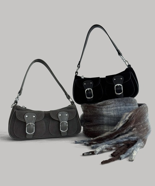 by muni:r（バイ ムニール）の「【2WAY・4色展開】クラシック スエード ショルダー & クロスバッグ（ショルダーバッグ・レディース・ブラック/ライトブラウン/グレー/ブラウン・FREE）」の2枚目の写真