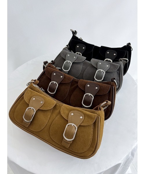 by muni:r（バイ ムニール）の「【2WAY・4色展開】クラシック スエード ショルダー & クロスバッグ（ショルダーバッグ・レディース・ブラック/ライトブラウン/グレー/ブラウン・FREE）」の15枚目の写真