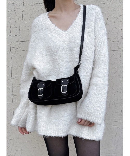 by muni:r（バイ ムニール）の「【2WAY・4色展開】クラシック スエード ショルダー & クロスバッグ（ショルダーバッグ・レディース・ブラック/ライトブラウン/グレー/ブラウン・FREE）」の5枚目の写真