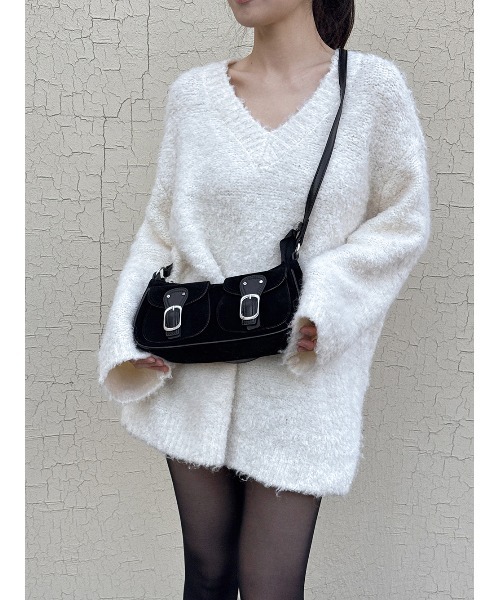 by muni:r（バイ ムニール）の「【2WAY・4色展開】クラシック スエード ショルダー & クロスバッグ（ショルダーバッグ・レディース・ブラック/ライトブラウン/グレー/ブラウン・FREE）」の7枚目の写真