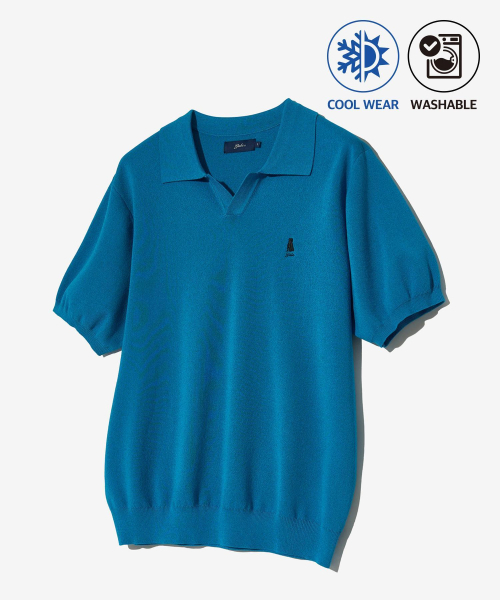 YALE(イェール)の「コンフォートクールスリットネックポロニットブルー(Tシャツ/カットソー・レディース・その他・MEDIUM/SMALL/X-LARGE/LARGE)」の2枚目の写真