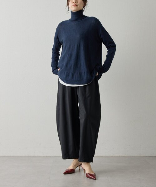 Drawing Numbers（ドローイング ナンバーズ）の「【Drawing Numbers】《セットアップ対応可》ウォッシャブルツイルカーブワイドパンツ（その他パンツ・レディース・ブラック/ネイビー・38）」の12枚目の写真