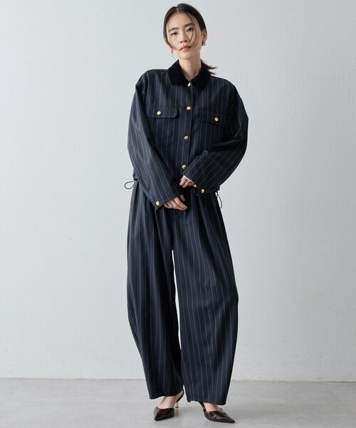 Drawing Numbers（ドローイング ナンバーズ）の「【Drawing Numbers】《セットアップ対応可》ウォッシャブルツイルカーブワイドパンツ（その他パンツ・レディース・ブラック/ネイビー・38）」の8枚目の写真